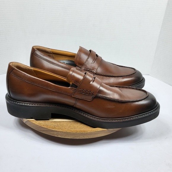 ECCO Mens Metropole London Leather Penny Loafers Slip On Shoes Brown US 11-11.5